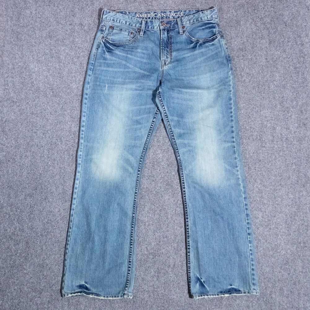 American Eagle Bootcut Jeans Men's 34x32 Light Wash Blue Cowboy Western y2k